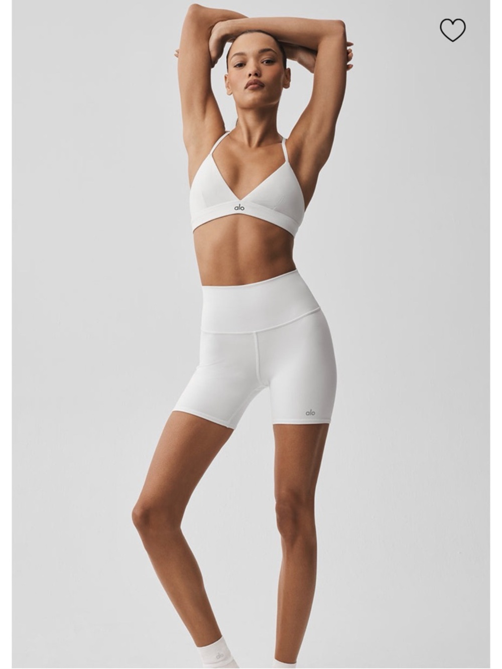 5 “ ALO Airbrush Yoga White High-Waist Bike Shorts